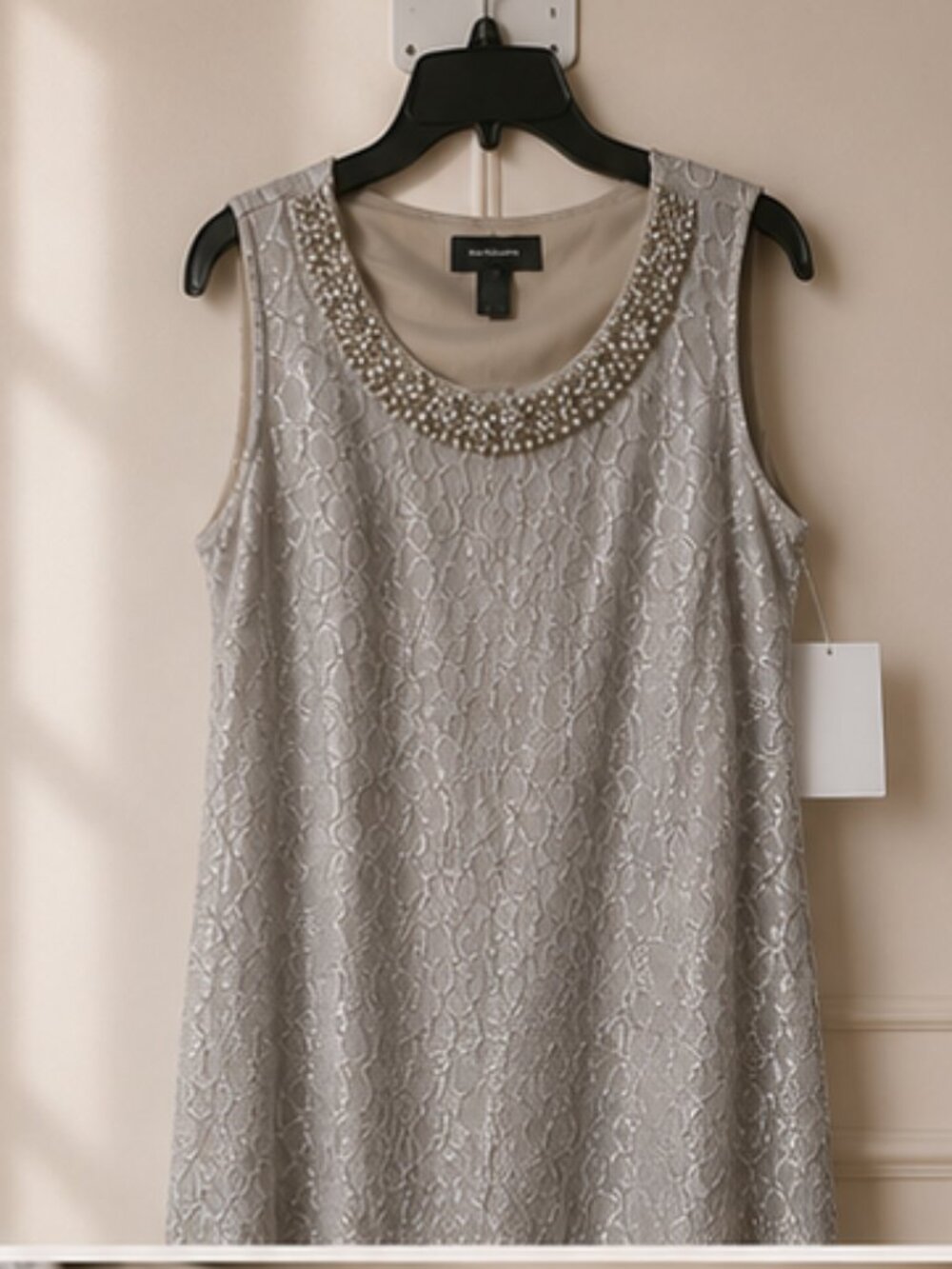 R&M Richards 2-piece glitter lace sheath dress and jacket set in a champagne - Picture 2 of 7